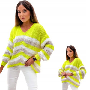 Asymetryczny sweterek w paski OVERSIZE