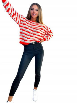 Stylowy Modny Sweter W Kolorowy Paski