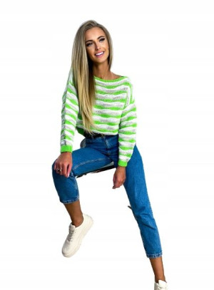 Stylowy Modny Sweter W Kolorowy Paski
