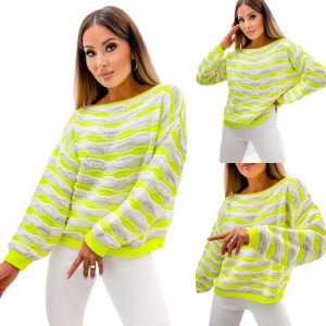 Stylowy Modny Sweter W Kolorowy Paski