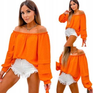 Krótka Bluzka Z Odkrytymi Ramionami-orange