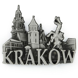 Metalowy magnes na lodówkę panorama Kraków Wawel