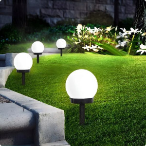 4x Lampa Ogrodowa Led Biała Kula Solarna 10 Cm