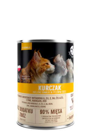 PETREPUBLIC Kawałki z kurczakiem w sosie puszka dla kota sterylizowanego 40