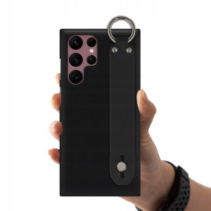 Etui Matowe Pasek Do SAMSUNG S22 ULTRA Czarny Case
