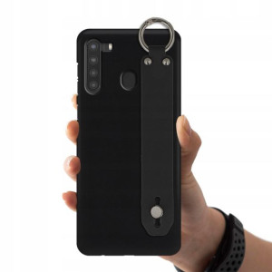 Etui Matowe z Paskiem Do SAMSUNG A21 Czarny Case