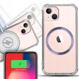 Zestaw Etui Shock + Magsafe Fioletowy do IPHONE 13