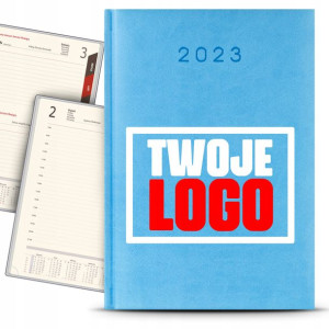 Kalendarz Planer 2023 Rok BŁĘKITNY Twoje Logo Wzór