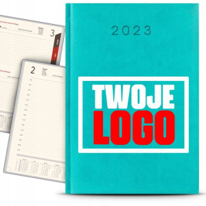 Kalendarz Planer 2023 TURKUSOWY Twoje Logo Wzór