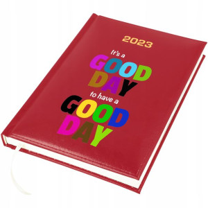 Kalendarz Terminarz 2023 A5 CZERWONY Napisy Wzory