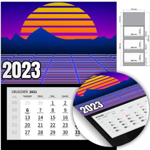 KALENDARZ Trójdzielny Ścienny 2023 ANIMOWANE Wzory