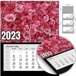 KALENDARZ Trójdzielny Ścienny 2023 KWIATY Wzory