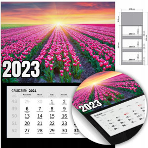 KALENDARZ Trójdzielny Ścienny 2023 KWIATY Wzory