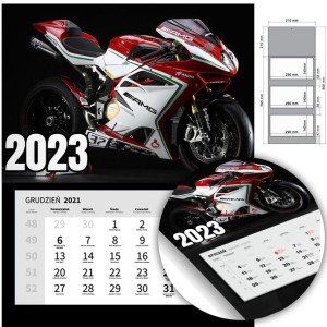 KALENDARZ Trójdzielny Ścienny 2023 MOTORYZACJA Wz