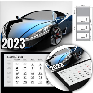 KALENDARZ Trójdzielny Ścienny 2023 MOTORYZACJA Wz
