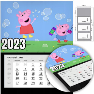 KALENDARZ Trójdzielny Ścienny 2023 PEPPA Mix Wzory