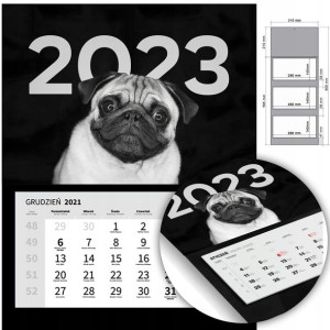 KALENDARZ Trójdzielny Ścienny 2023 PIESKI Wzory