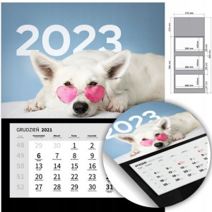 KALENDARZ Trójdzielny Ścienny 2023 PIESKI Wzory