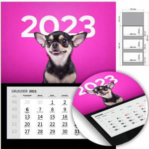 KALENDARZ Trójdzielny Ścienny 2023 PIESKI Wzory