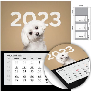 KALENDARZ Trójdzielny Ścienny 2023 PIESKI Wzory