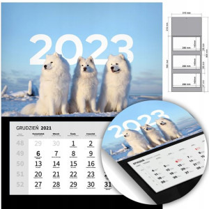 KALENDARZ Trójdzielny Ścienny 2023 PIESKI Wzory