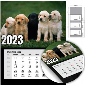 KALENDARZ Trójdzielny Ścienny 2023 PSY Mix Wzory