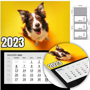 KALENDARZ Trójdzielny Ścienny 2023 PSY Mix Wzory