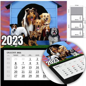 KALENDARZ Trójdzielny Ścienny 2023 PSY Mix Wzory