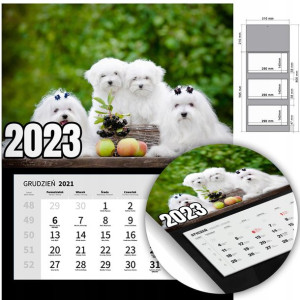 KALENDARZ Trójdzielny Ścienny 2023 PSY Mix Wzory