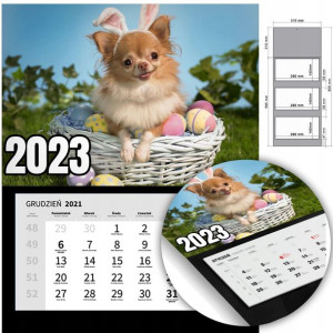 KALENDARZ Trójdzielny Ścienny 2023 PSY Mix Wzory