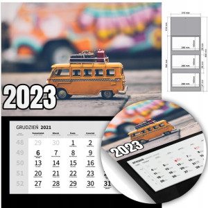 KALENDARZ Trójdzielny Ścienny 2023 RETRO Mix Wzory