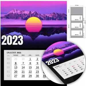 KALENDARZ Trójdzielny Ścienny 2023 VINTAGE Wzory