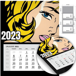 KALENDARZ Trójdzielny Ścienny 2023 VINTAGE Wzory