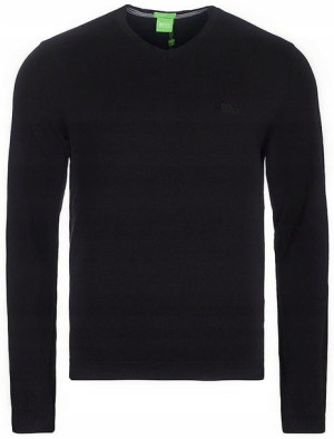 Sweter męski HUGO BOSS czarny w serek - L