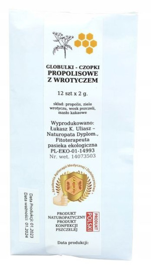 Czopki globulki propolisowe z wrotyczem 12 sztuk