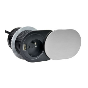 Gniazdo meblowe wpuszczane w blat z USB SLIDEBOX DESIGN LIGHT
