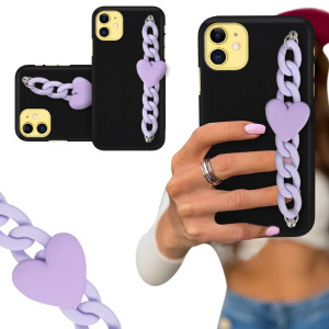 ETUI BLINK CZARNE MATOWE do IPHONE 11 Fiolet Serce