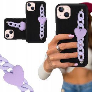 ETUI BLINK CZARNE MATOWE do IPHONE 13 Fiolet Serce