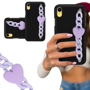 ETUI BLINK CZARNE MATOWE do IPHONE XR Fiolet Serce