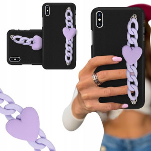 ETUI BLINK CZARNE MATOWE do IPHONE XS Fiolet Serce