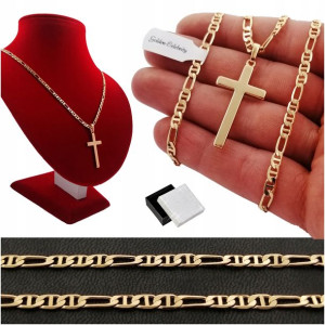 Męski Złoty Łańcuszek Gucci+krzyżyk Klasyczny 18k