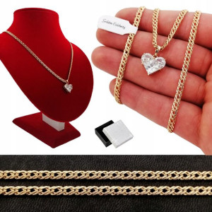 Złoty Łańcuszek Rombo+serce 18k Prezent+dedykacja
