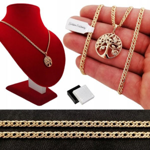 Złoty Łańcuszek Rombo 3mm + Drzewko Szczęścia 18k