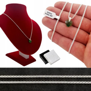 Srebrny Łańcuszek Bismark + Serce Swarovski Pr.925