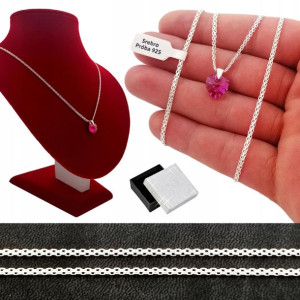 Srebrny Łańcuszek Bismark + Serce Swarovski Pr.925