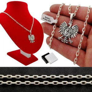 Srebrny Łańcuszek Ankier + Orzeł Pr. 925 Prezent