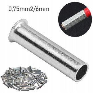Tulejka Kablowa Nieizolowana 0,75 mm2 100 Sztuk