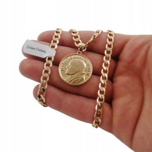 Złoty Łańcuszek Pancerka+medalik Jan Paweł Ii 18k
