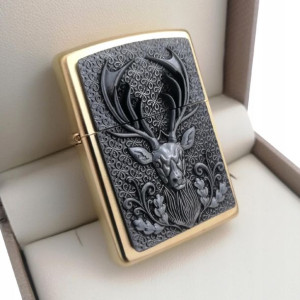 Złota Zapalniczka Zippo Jeleń 24 Karaty Certyikat
