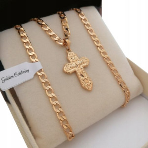 Złoty Łańcuszek Pancerka 4mm+krzyżyk 18k Gwarancja